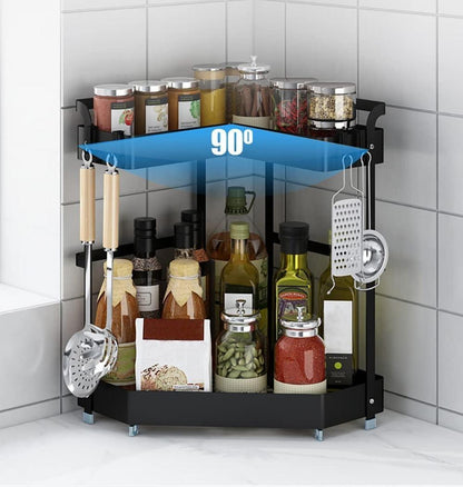 YunNasi Gewürzregal Ecke Stehgestell 2 Etagen Aufbewahrung