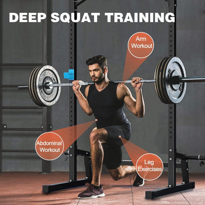 Höhenverstellbares Squat Rack Home Gym Kraftstation Schwarz