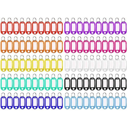 100 Schlüsselanhänger Beschriftbar Kunststoff 5 cm mit Ring