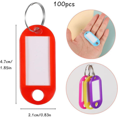 100 Schlüsselanhänger Beschriftbar Kunststoff 5 cm mit Ring