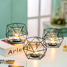 Teelichthalter Kerzenhalter Metall Schwarz 2er Set Geo Deko