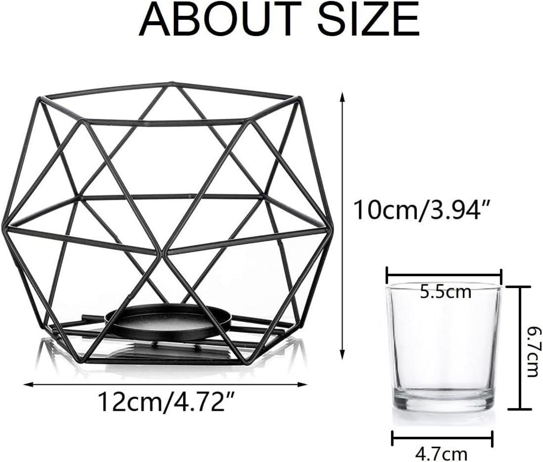 2er Set Schwarzer Geometrischer Teelichthalter aus Metall - Moderner Kerzenständer für Tischdekoration & Hochzeitsfeiern