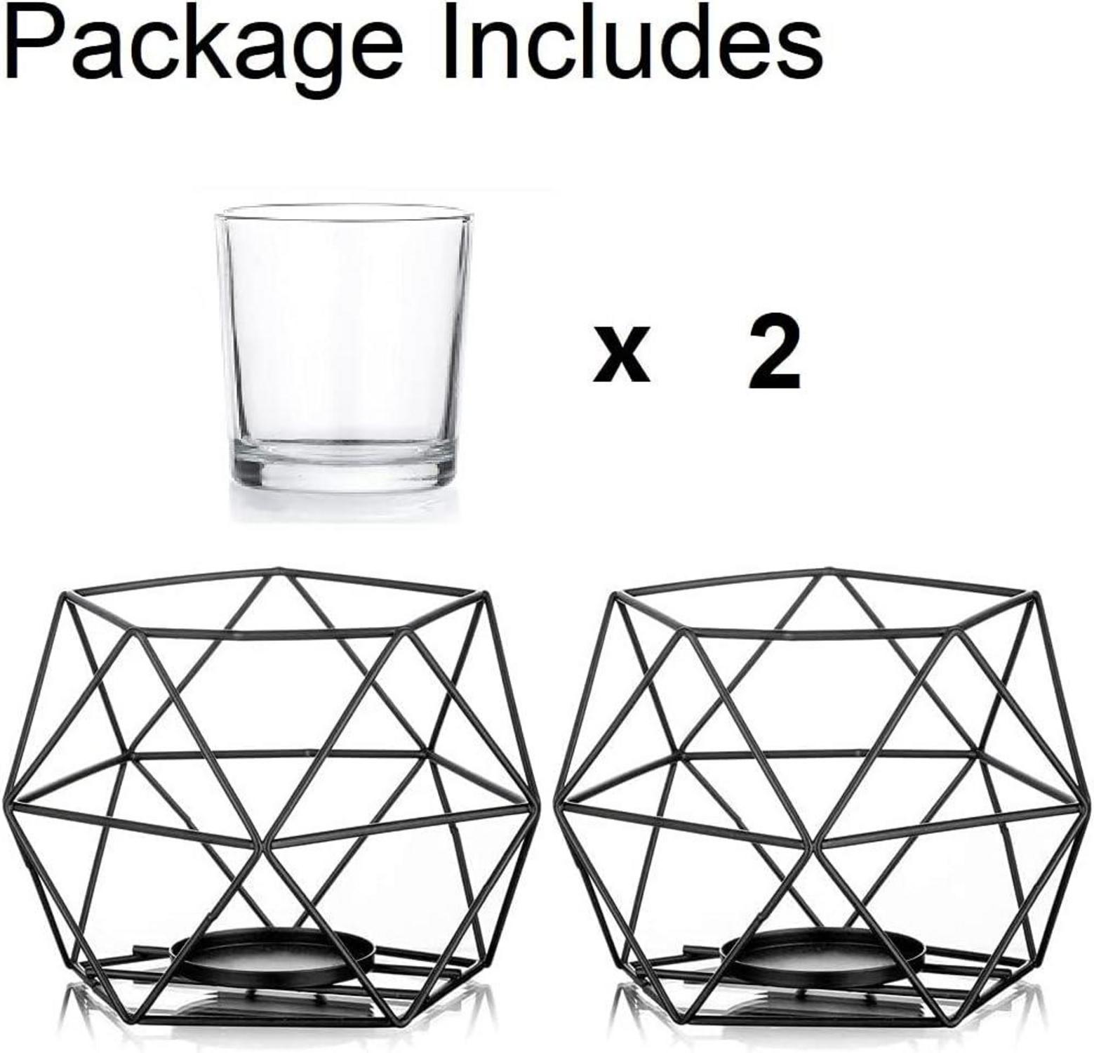 Teelichthalter Kerzenhalter Schwarz Geo 2er Set Moderne Deko