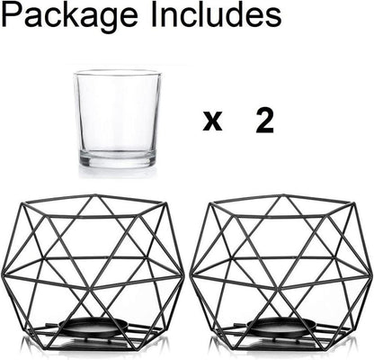 Teelichthalter Kerzenhalter Schwarz Geo 2er Set Moderne Deko