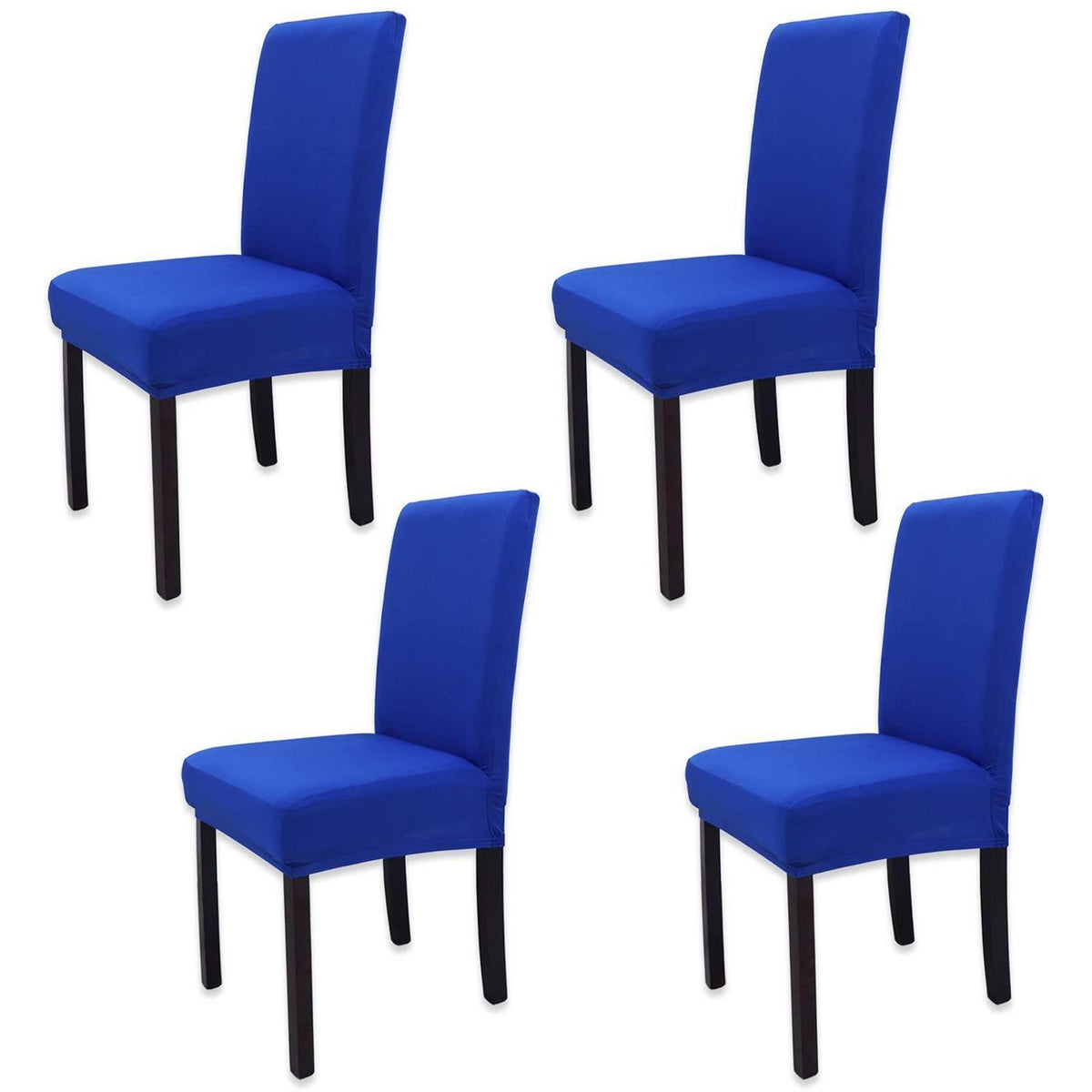 4 Stuhlhussen Elastisch Königsblau - Abnehmbar & Waschbar