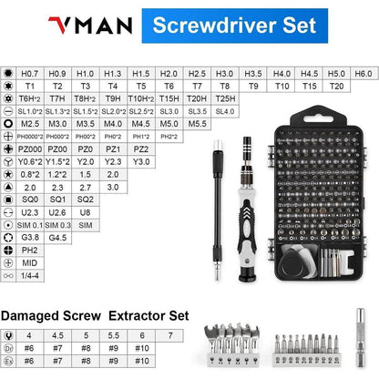 145-teiliges Feinmechaniker Werkzeug Set mit Schraubenausdrehern
