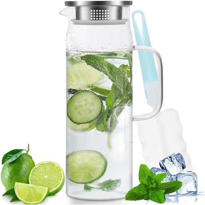 Yirilan 1.5L Glaskaraffe mit Edelstahldeckel - Hitze- und
