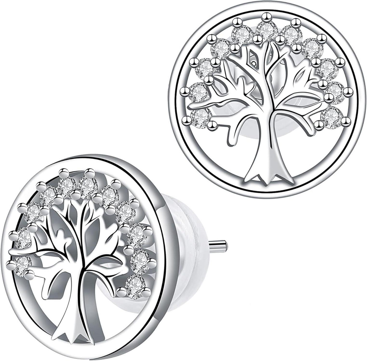 Lebensbaum Ohrringe Damen 925 Sterling Silber Ohrstecker mit