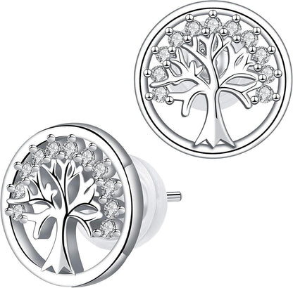 Lebensbaum Ohrringe Damen 925 Sterling Silber Ohrstecker mit