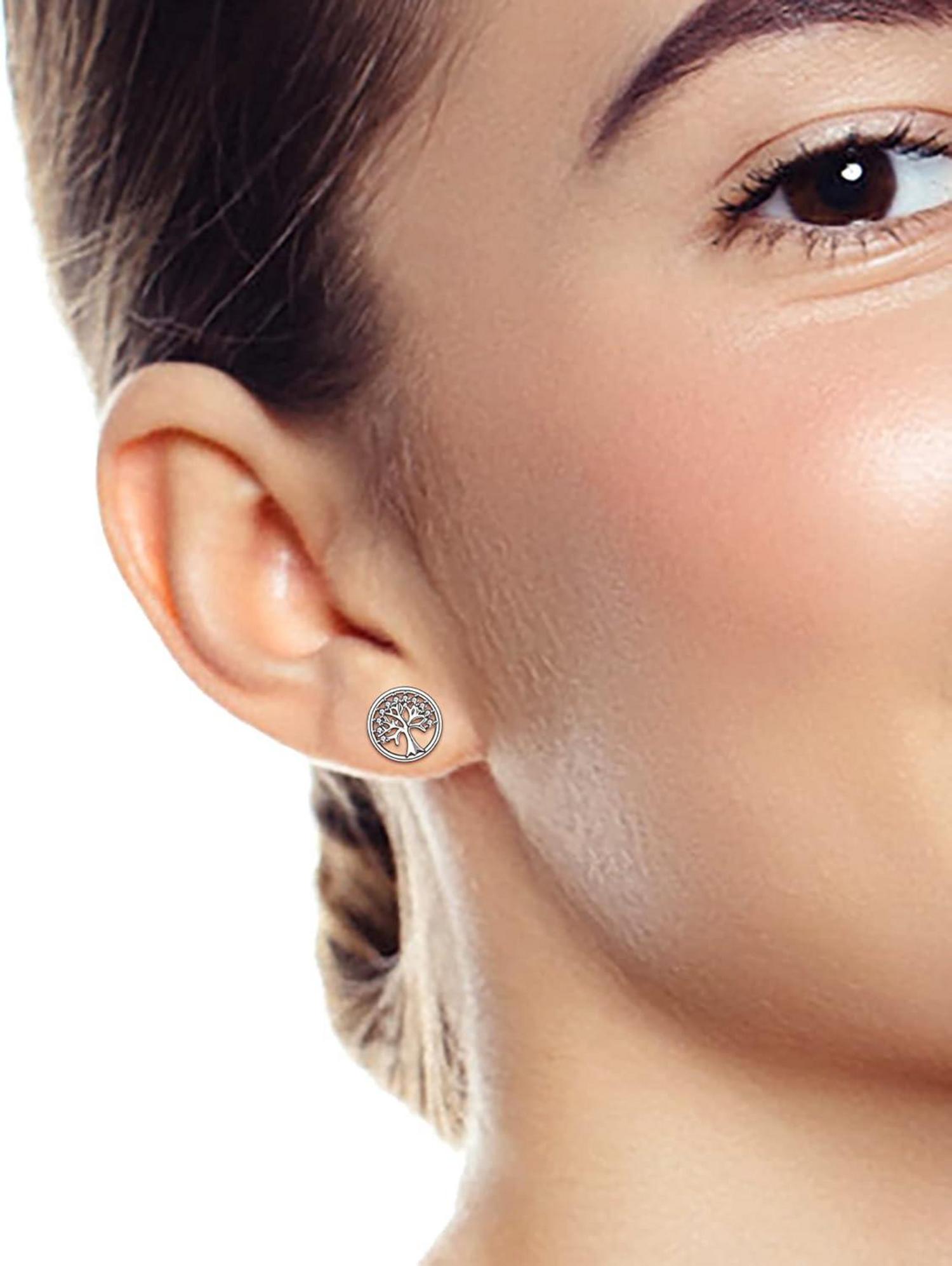 925 Sterling Silber Lebensbaum Ohrringe Damen 10mm