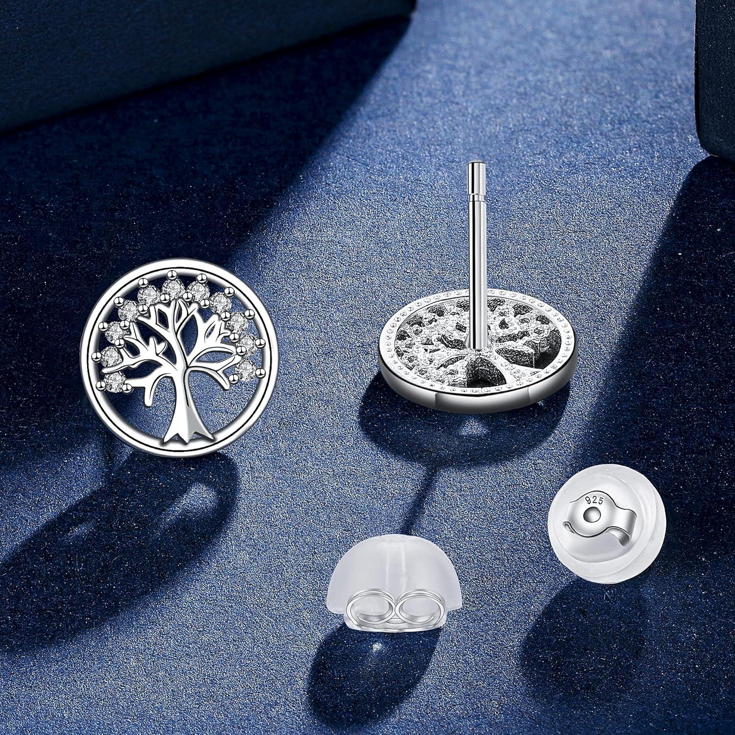 Lebensbaum Ohrringe Damen 925 Sterling Silber Ohrstecker mit