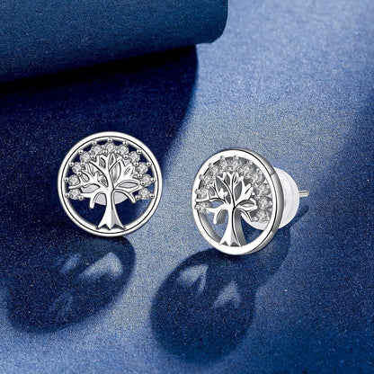 Lebensbaum Ohrringe Damen 925 Sterling Silber Ohrstecker mit Geschenkbox