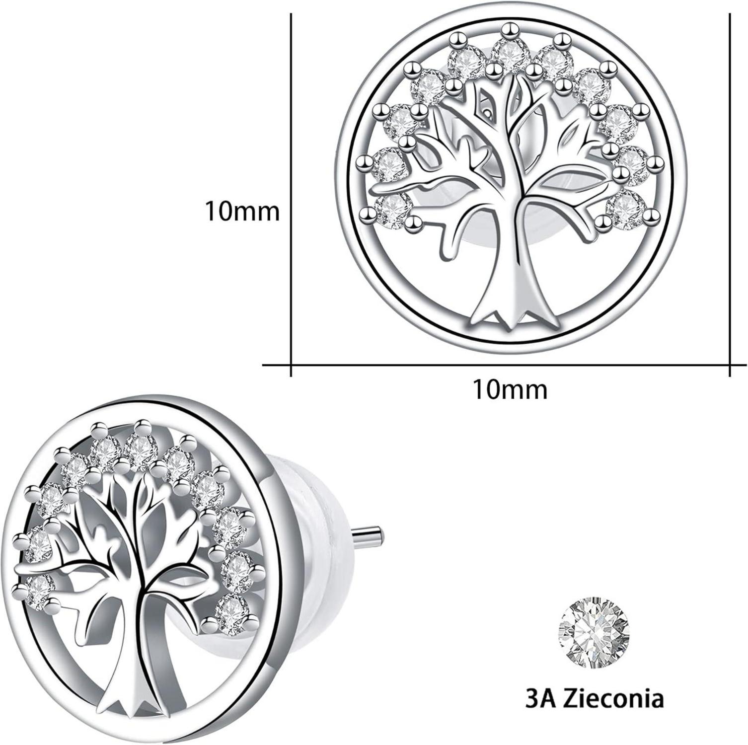 Lebensbaum Ohrringe Damen 925 Sterling Silber Ohrstecker mit