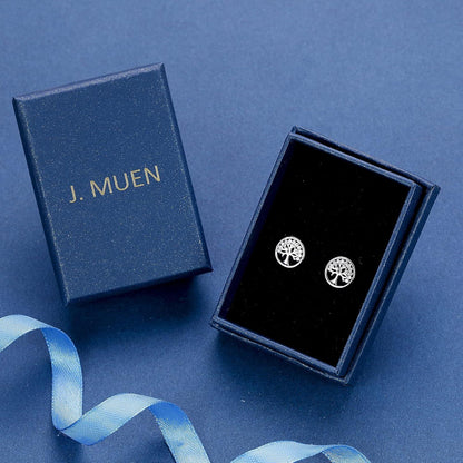 Lebensbaum Ohrringe 925 Sterling Silber Ohrstecker mit Box