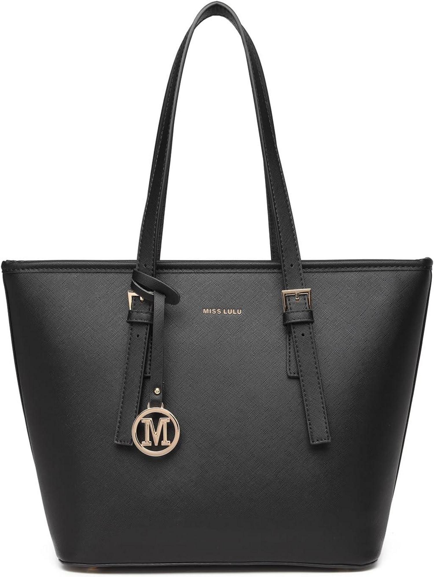 Große Damenhandtasche Shopper Henkeltasche Tote Bag in Schwarz