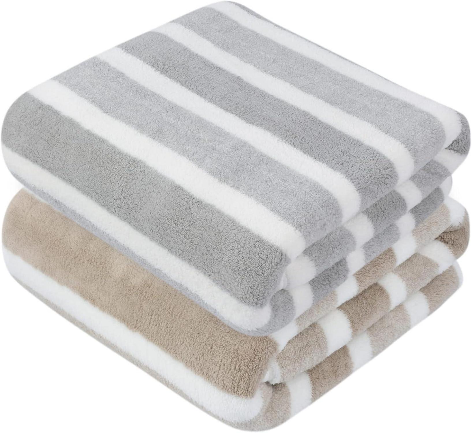 Badetuch Mikrofaser XXL 76cmx152cm 2er Pack gestreift schnelltrocknend