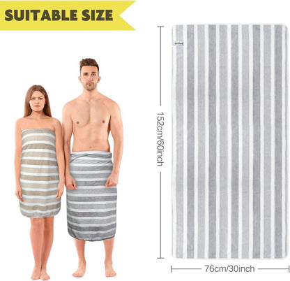 Badetuch Mikrofaser XXL 76cmx152cm 2er Pack gestreift schnelltrocknend