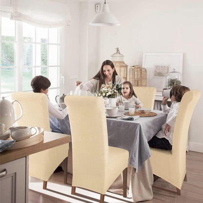 Stuhlhussen 6er-Set Stretchbezüge XL – Beige