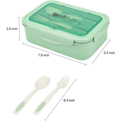 BIBURY Lunchbox Bento Box mit 3 Fächern Besteck