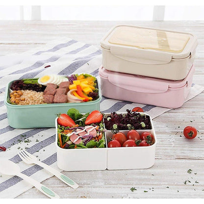 BIBURY Lunchbox Bento Box mit 3 Fächern Besteck