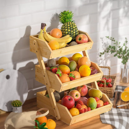3-stufiger Bambus-Obstkorb für Küchenarbeitsplatte - CALM COZY