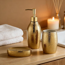 Goldfarbenes Seifenspender Set 3-tlg. – Keramik Badaccessoires