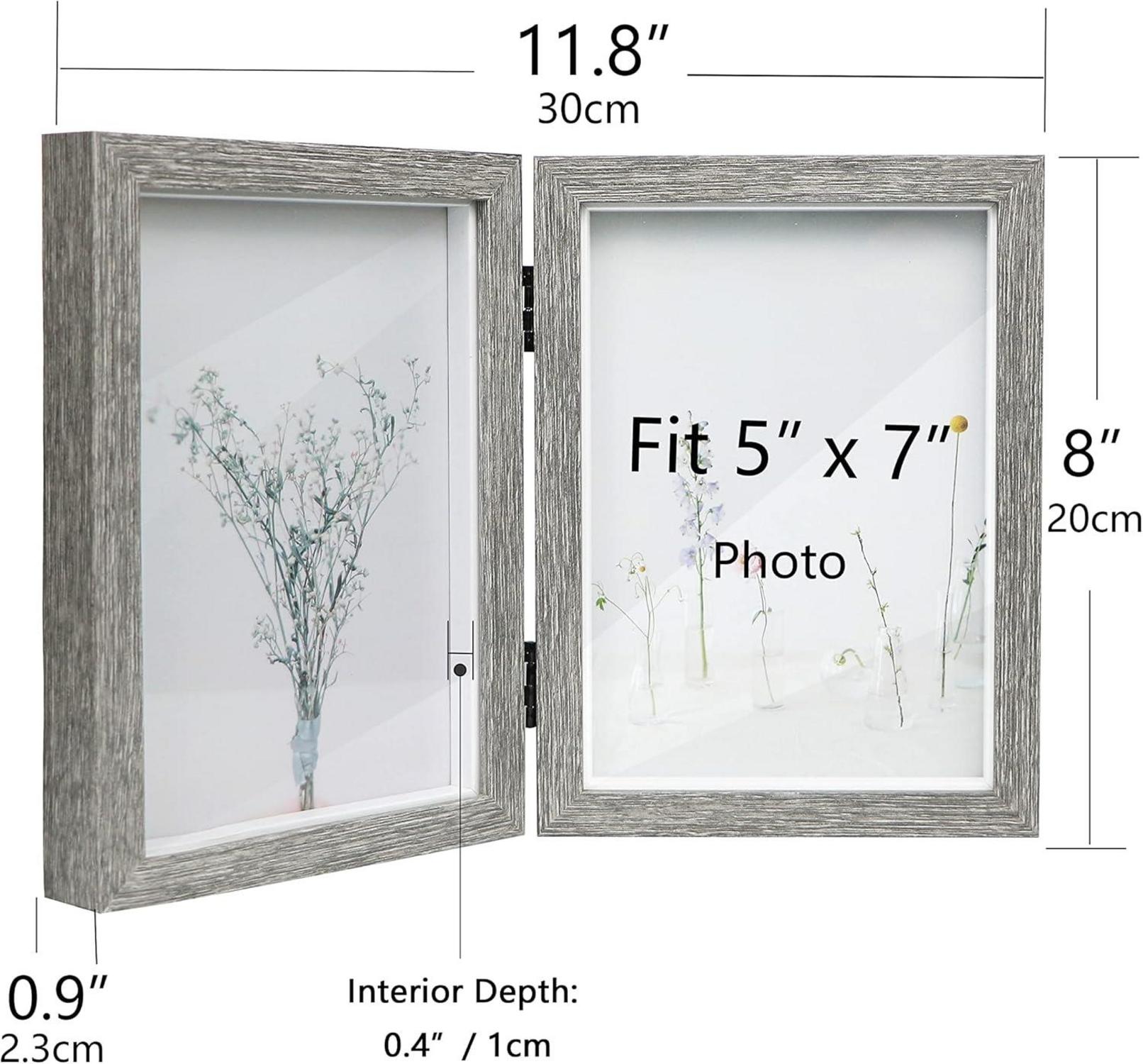 Bilderrahmen 13x18 faltbar Shadow Box Grau 2 Fotos Collage Geschenk