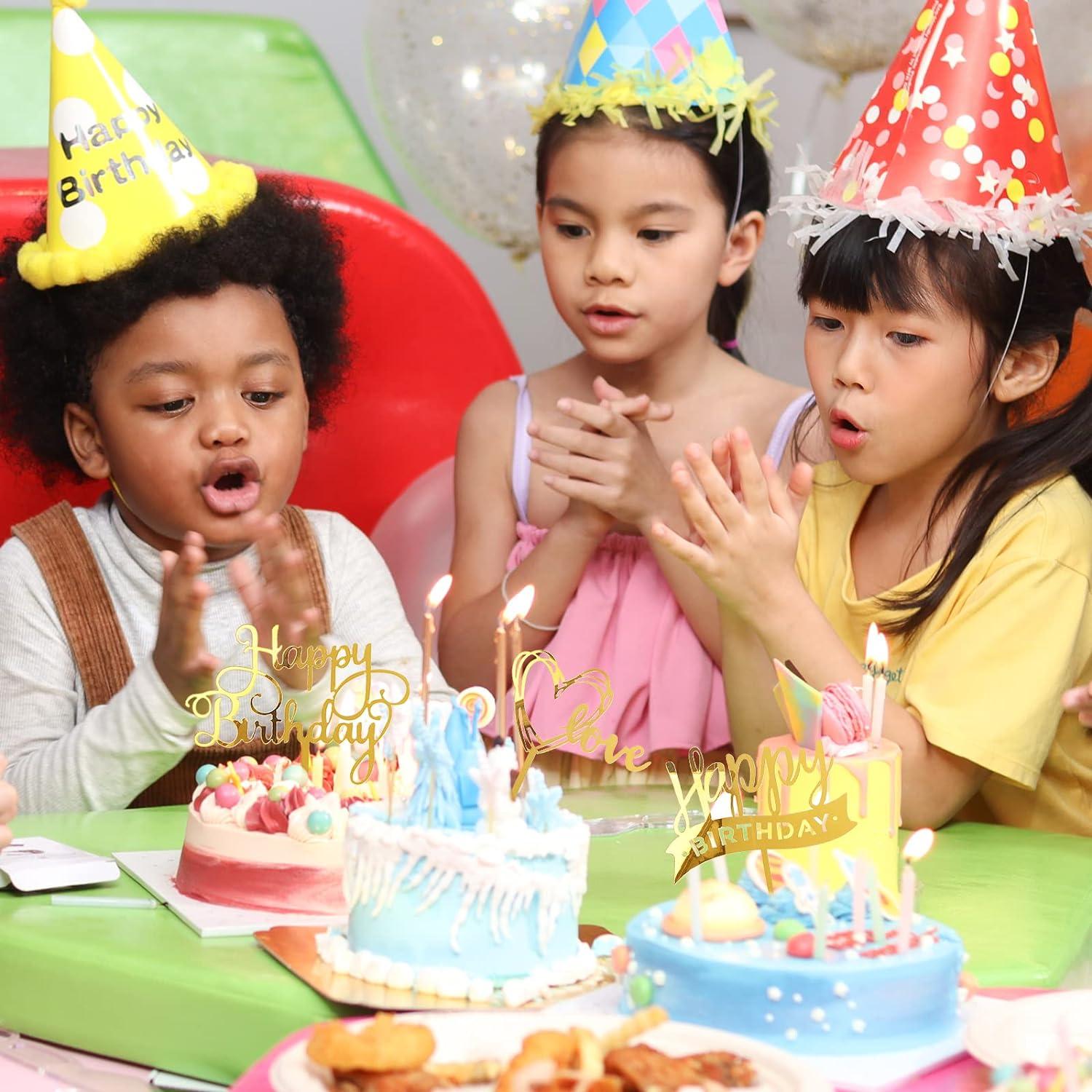 10 Stück Goldenes Happy Birthday Cake Topper Acryl Glitter Cupcake Set