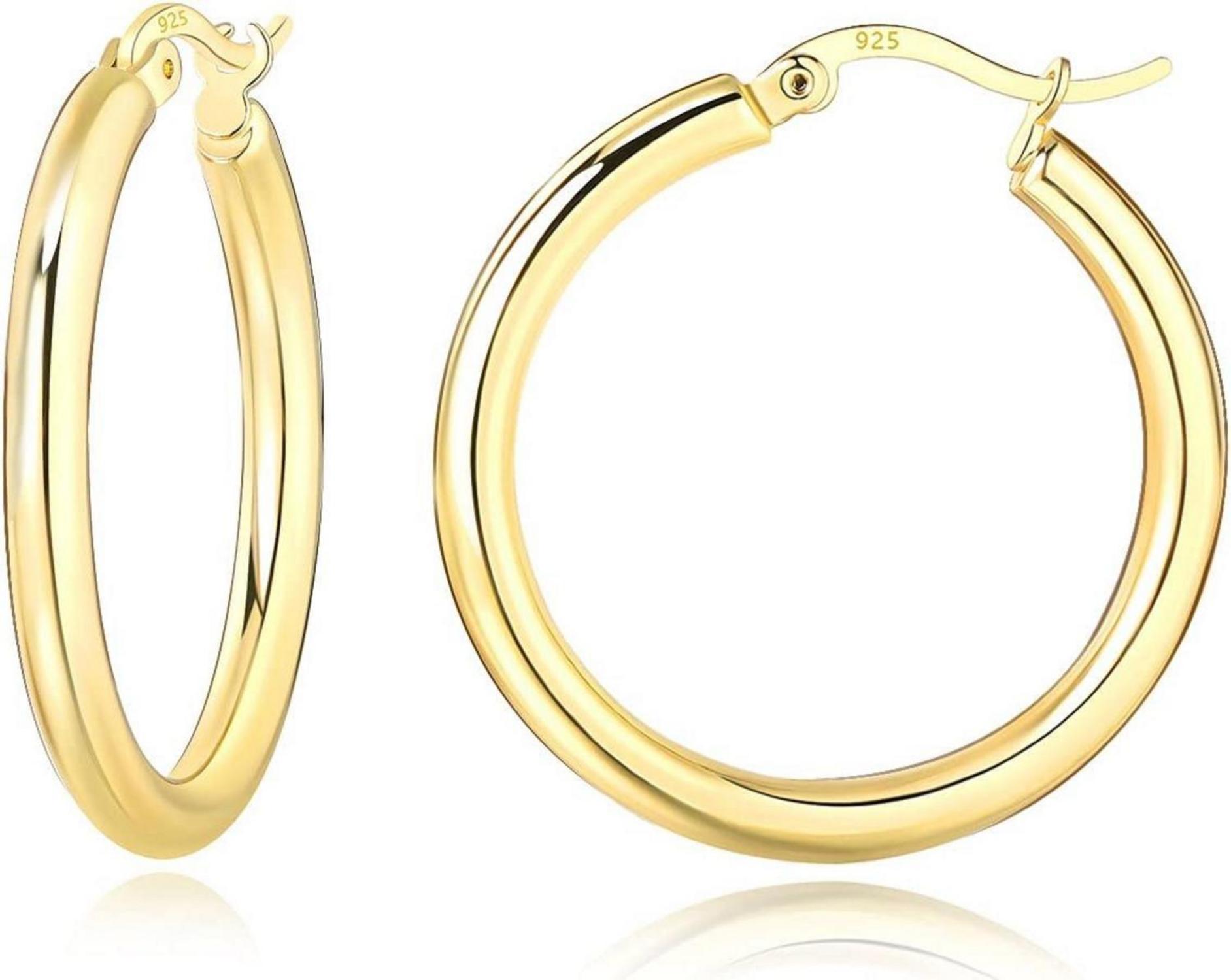 Sterlingsilber Creolen Runde hypoallergene Ohrringe elegant 20mm Gold