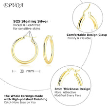 925 Sterling Silber Creolen für Damen, hypoallergen, 20mm