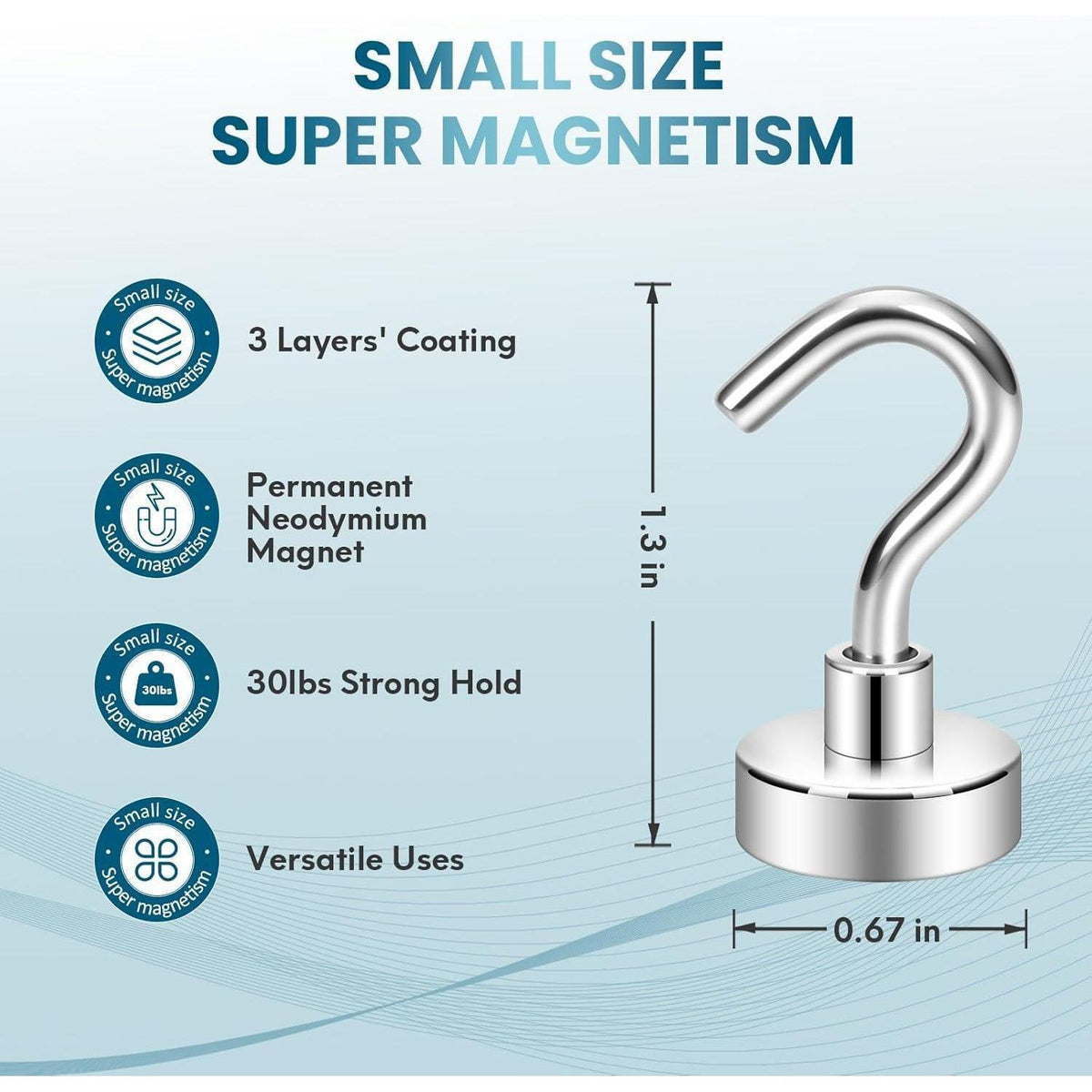 Extra starke Magnethaken 11kg Neodym (6 Stück)