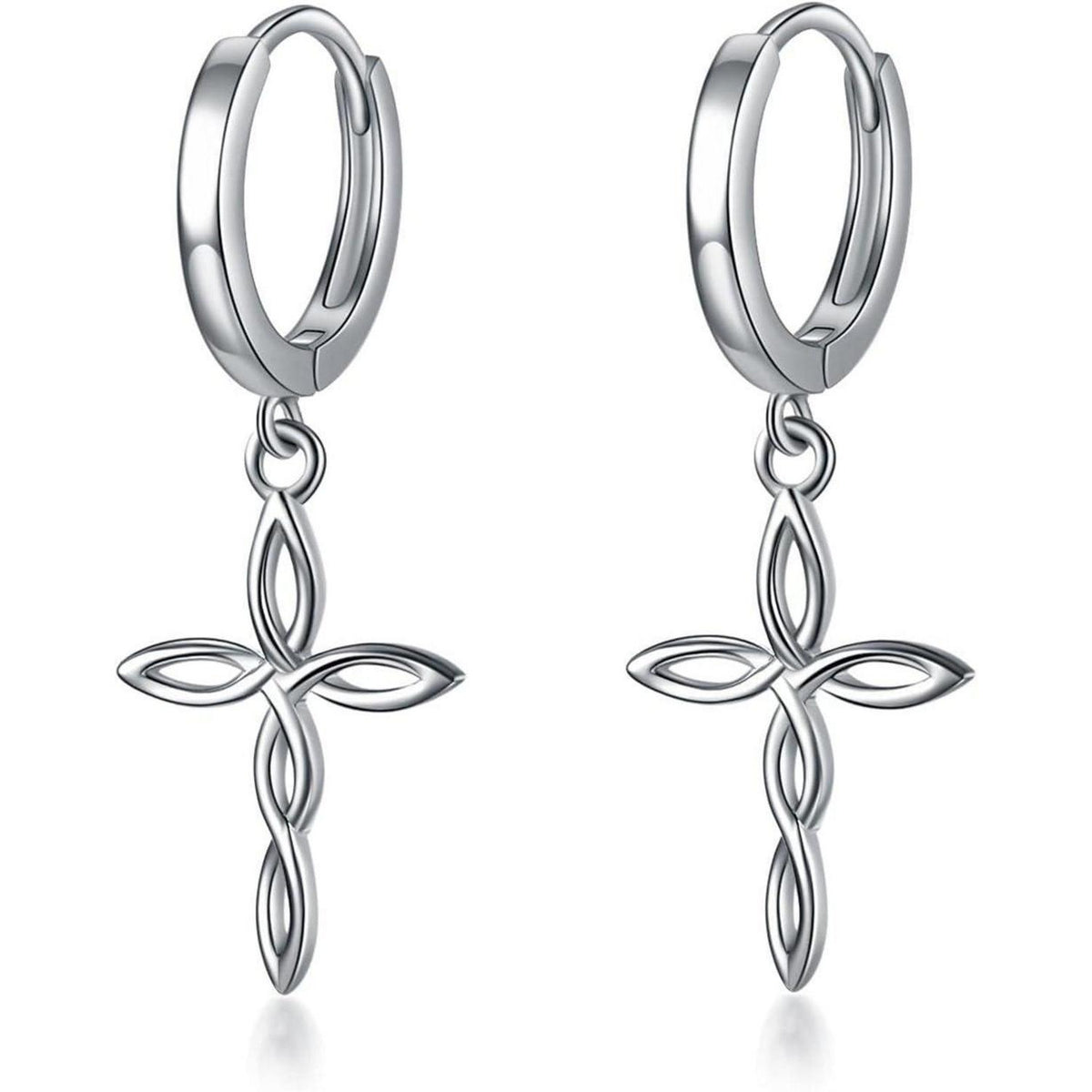 Sterling Silber Creolen mit Kreuz und Sternen, für Damen & Herren