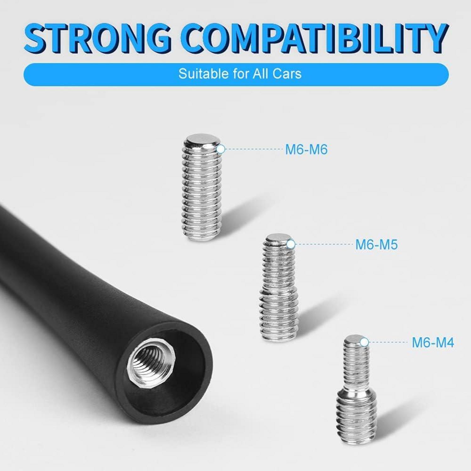 Autoantenne Kurzstabantenne Universal 6,5cm 18cm 6 Verbindungsschrauben Mini FM AM DAB Schwarz