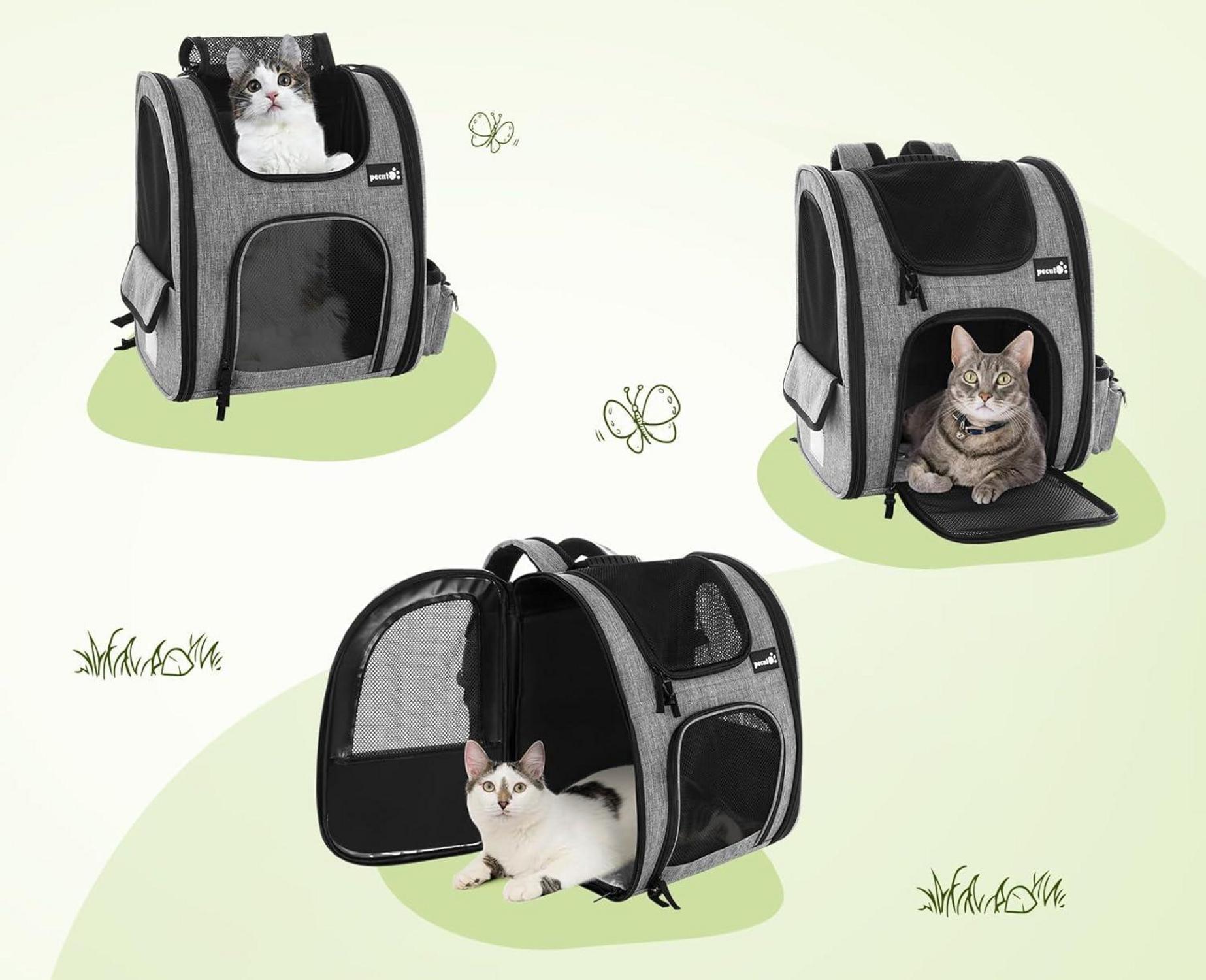 Pecute Haustier Rucksack mit Netzfenster und Tragetasche Grau L