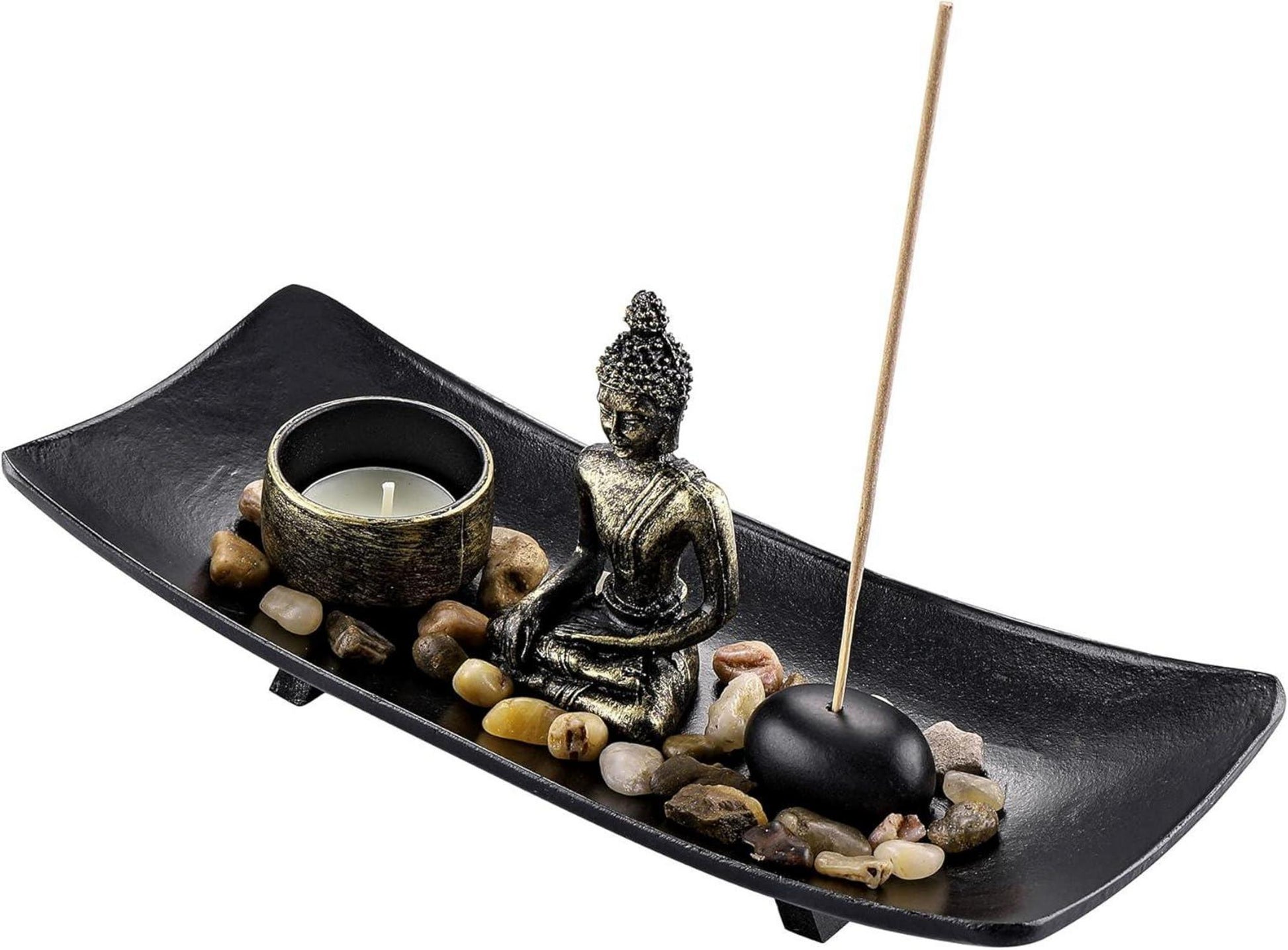Buddha Statue Zen Garten Deko Kerzenständer Teelichthalter