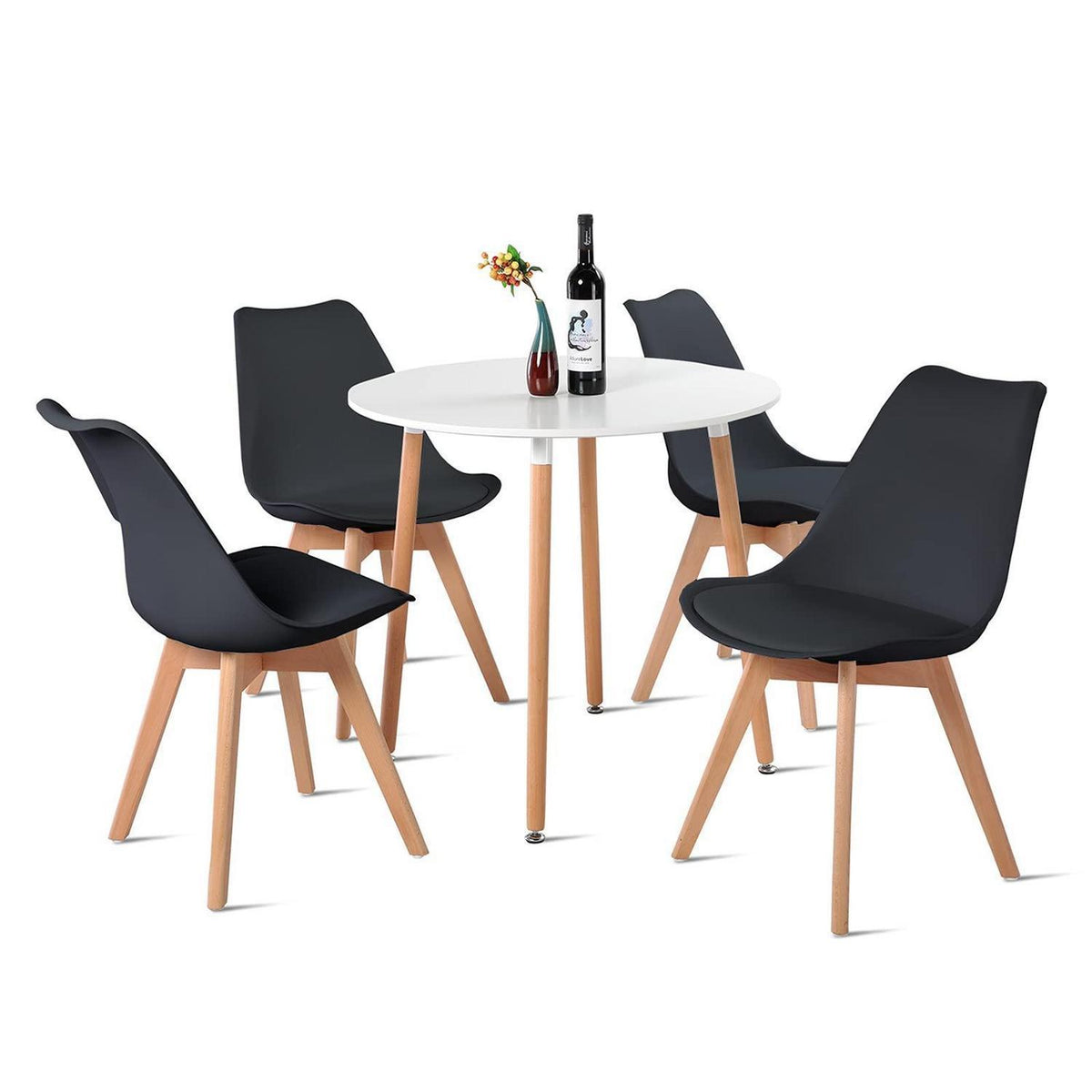 Esstisch Set aus Holz mit 4 skandinavischen Stühlen