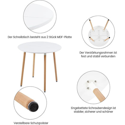 Skandinavischer Esstisch Set mit 2 Grau Stühlen – 80cm