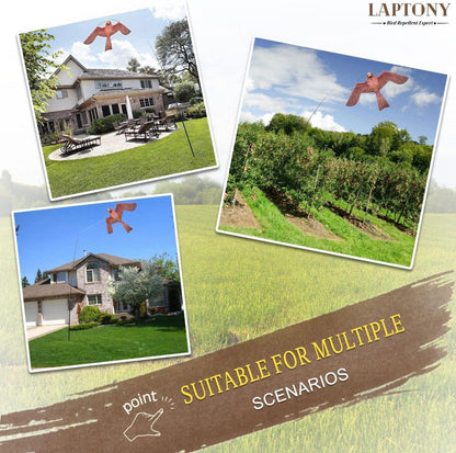 Laptony Bird Scarer Flying Kite 4m Teleskopstange Braun-Vogelschutzhawk