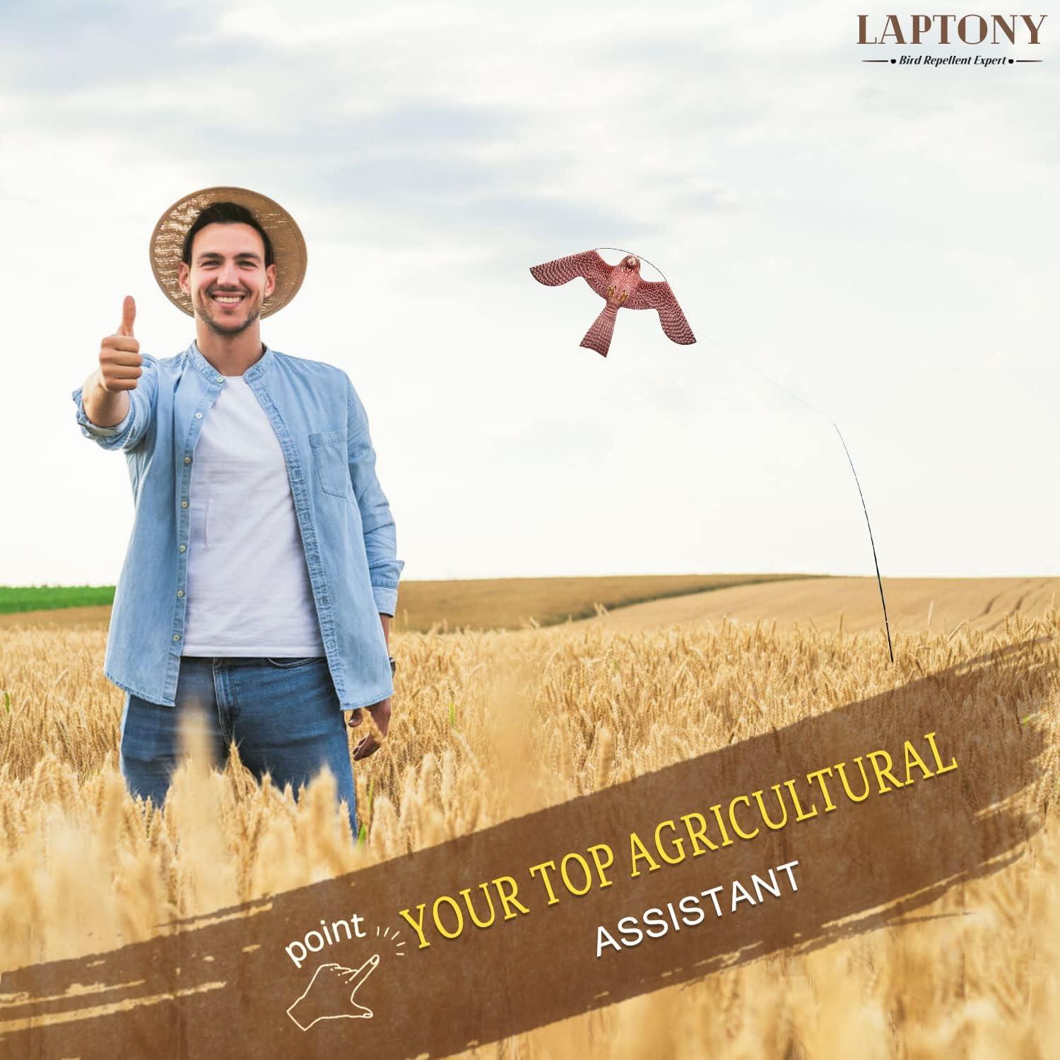 Laptony Bird Scarer Flying Kite 4m Teleskopstange Braun-Vogelschutzhawk