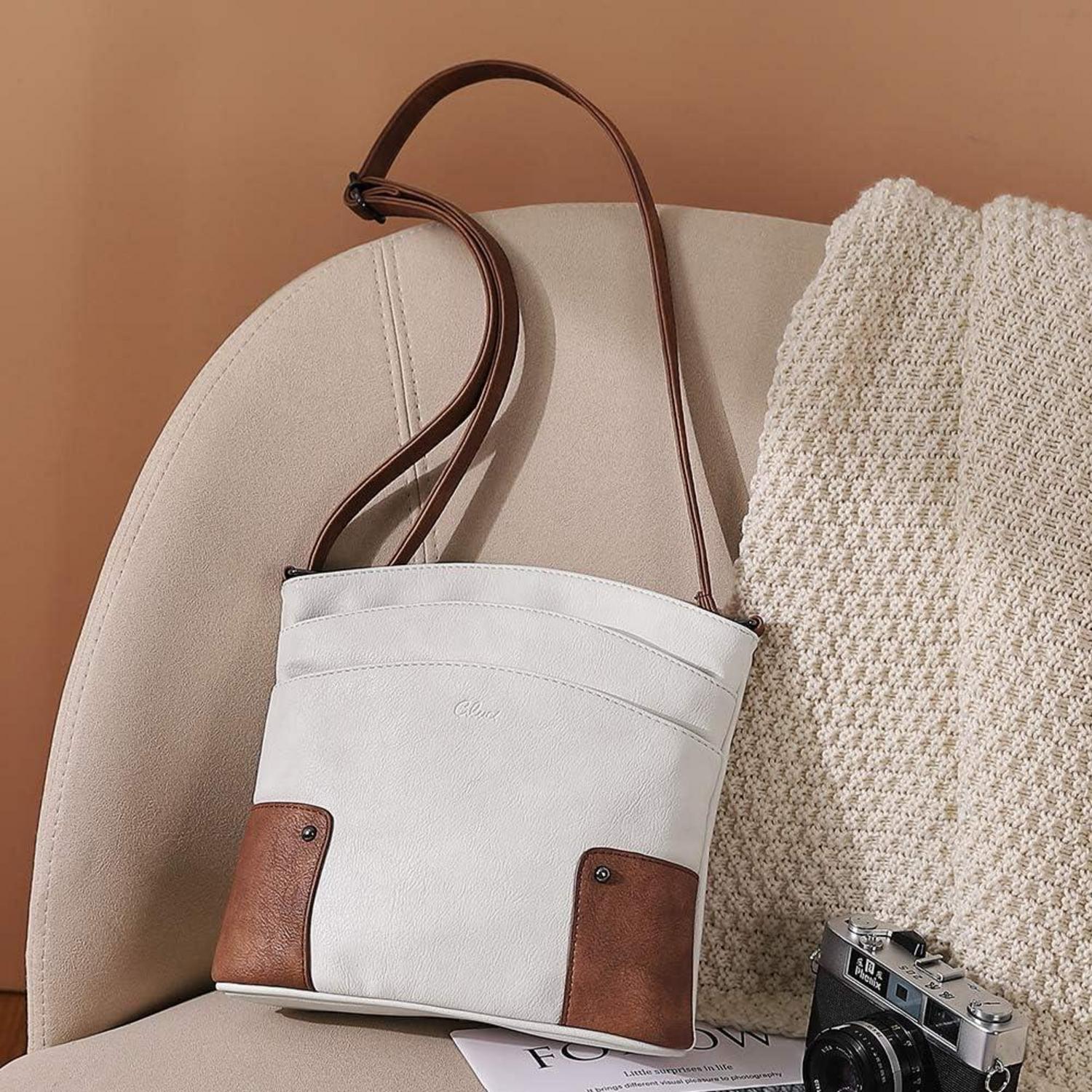 Umhängetasche Damen Beige Braun Klein Crossbody Clutch