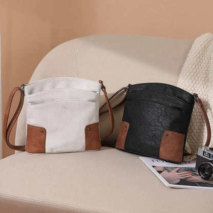 CLUCI Damen Umhängetasche Crossbody Clutch Beige Braun PU-Leder
