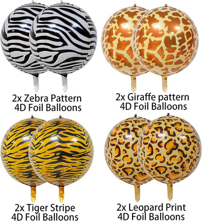 Tierdruck Folienballons Dschungel Thema, 4D Wild Mylar
