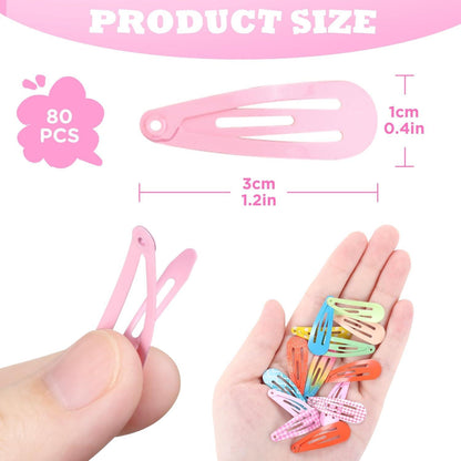 80 Stück Mädchen Haarspangen Set Metall Clips 3cm Cute