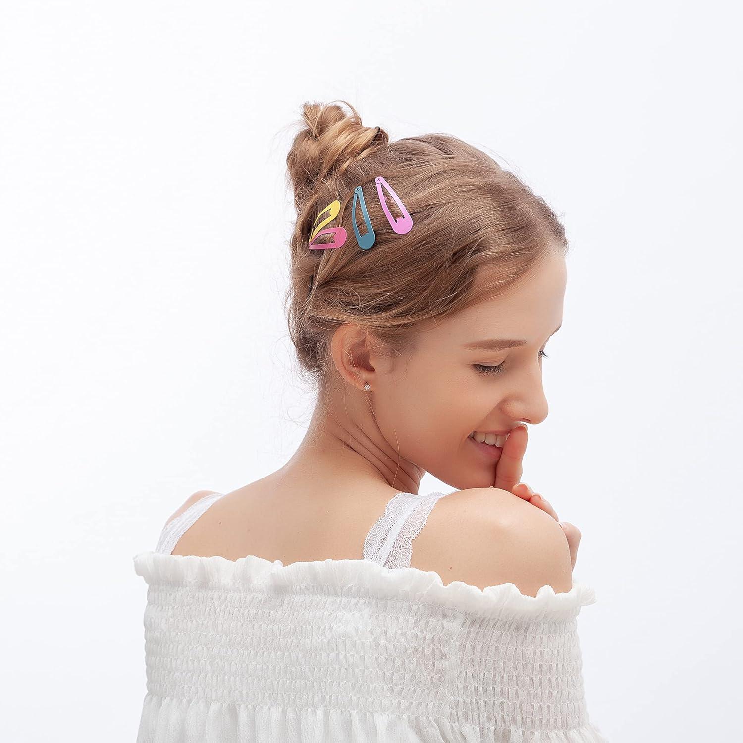 Funtopia Mädchen Haarspangen Set 120 Stück in 40 Farben 5cm Metall Snap Clips
