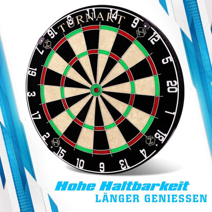 Dartscheibe Kork 45CM Steeldart Set 6 Dartpfeile Metallspitze Zahlenring Werkzeug Oche-Linie Wandhalterung