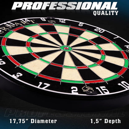 Dartscheibe 45CM Sisal Steeldart Dartboard Set mit 6 Darts & Wandhalterung