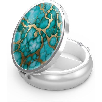 Pillendose 3 Fächer Dekorative Metall Organizer Marmor grün