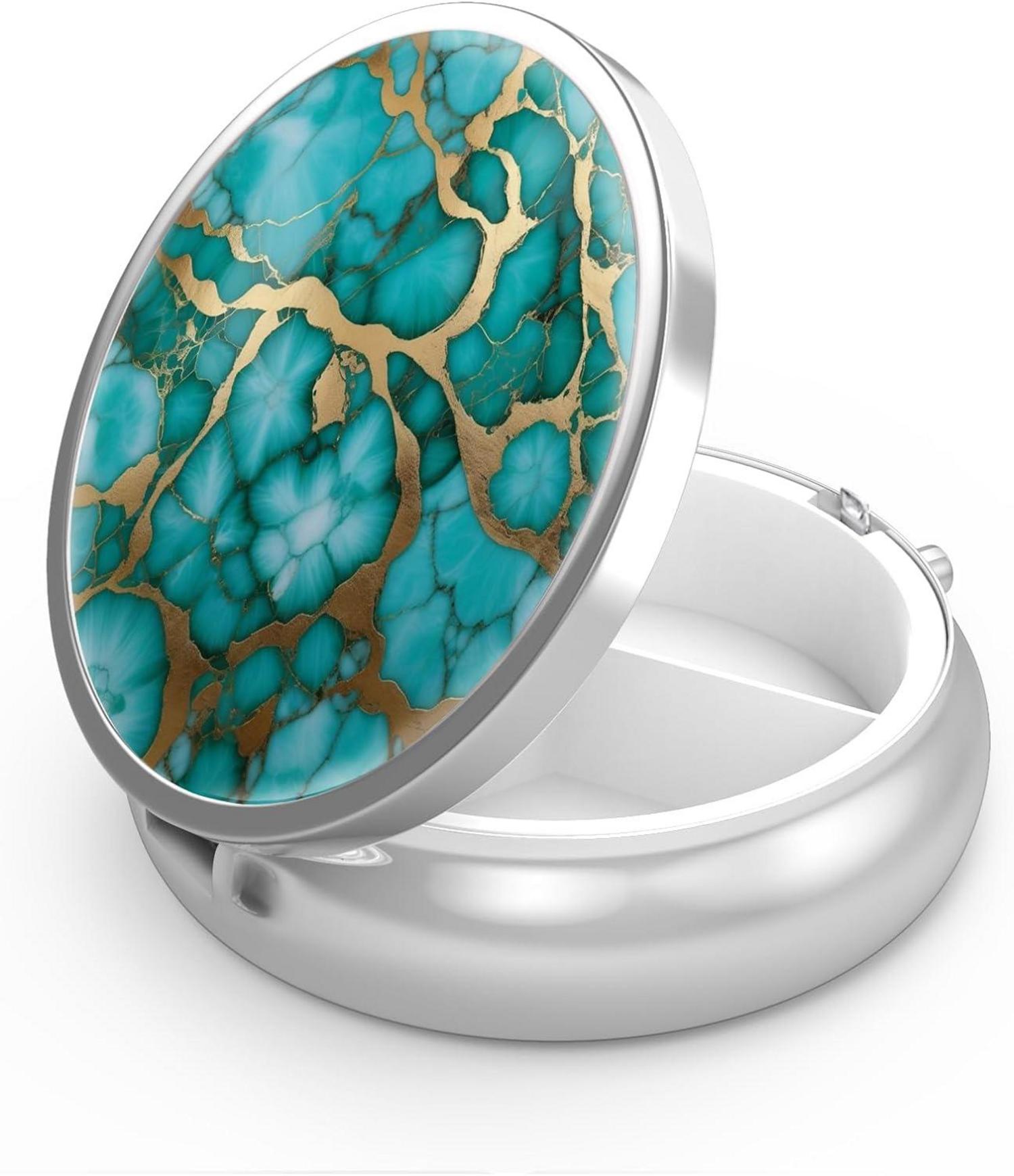 Pillendose 3 Fächer Tragbare Medizin Organizer Marmor 1