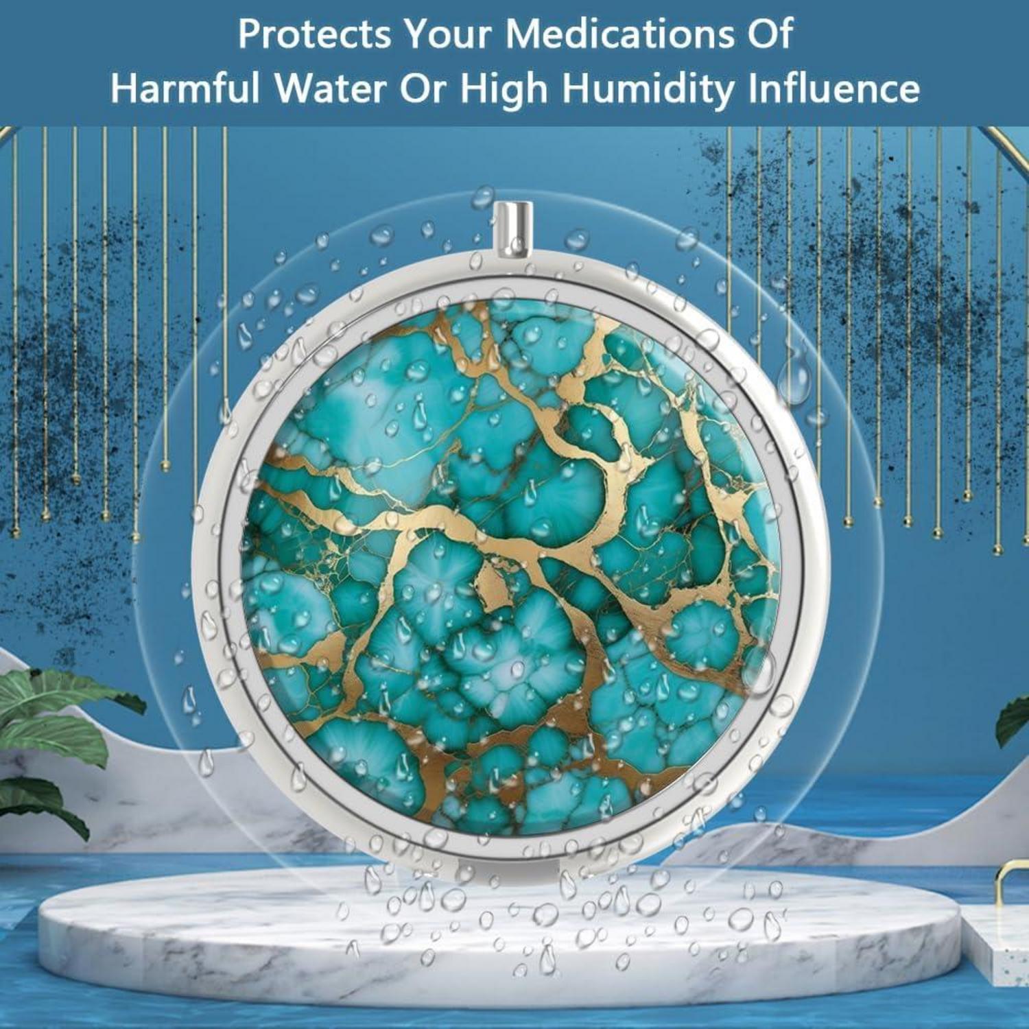 Pillendose 3 Fächer Dekorative Metall Organizer Marmor grün