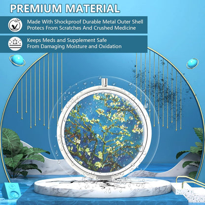 Pillendose 3 Fächer Medizin Organizer Metall Dekorativ